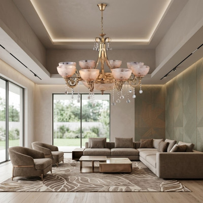 Chandelier Luxury Ceiling Lamp Luster Ceiling Light Glass Gold
