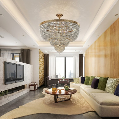 Luxury Ceiling Light Lustre Lamp Lighting Chandelier Crystal Gold 100cm