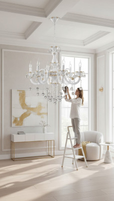 Luxury Chandelier Ceiling Lamp White Crystal