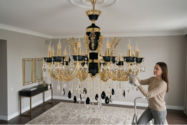 Lamp chandelier, ceiling chandelier, luxury ceiling lamp, black crystal chandelier