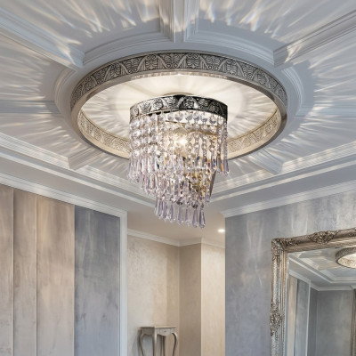 Chandelier Ceiling Light Luxury Silver Ceiling Lamp Crystal Chandelier