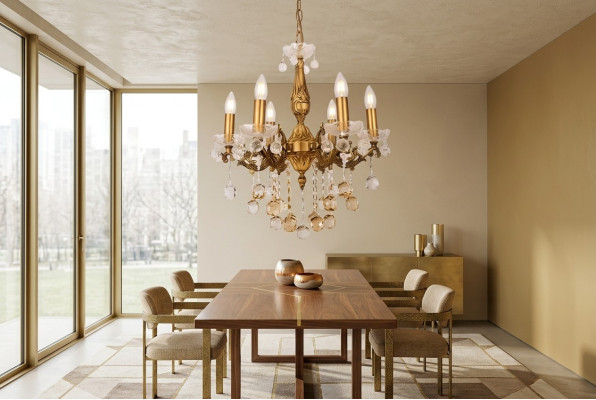 Chandelier Ceiling Light Luxury Gold Ceiling Lamp Crystal Style