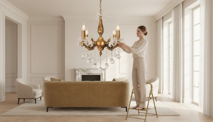 Chandelier Ceiling Light Luxury Gold Ceiling Lamp Crystal Style