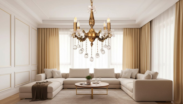 Chandelier Ceiling Light Luxury Gold Ceiling Lamp Crystal Style