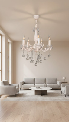 Chandelier Ceiling Light Luxury Beige Crystal Chandelier Ceiling Lamp