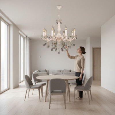 Chandelier Ceiling Light Beige Ceiling Lamp Crystal Lamp