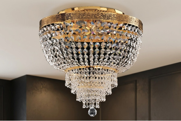 Chandelier Ceiling Light Luxury Gold Ceiling Lamp Crystal Style