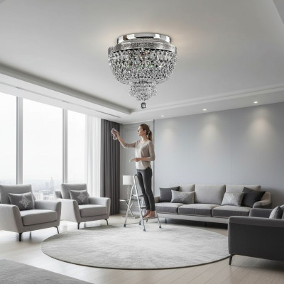 Ceiling lamp, luxurious silver chandelier, crystal chandelier