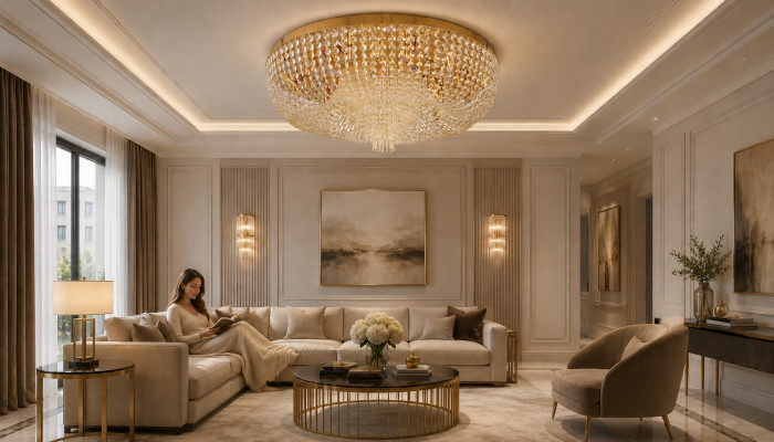 Chandelier Ceiling Light Luxury Gold Ceiling Lamp Crystal Art