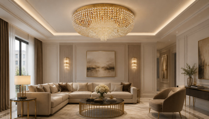 Chandelier Ceiling Light Luxury Gold Ceiling Lamp Crystal Art