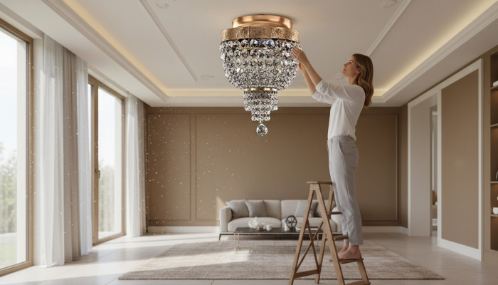 Ceiling pendant luxury gold chandelier ceiling lamp crystal style