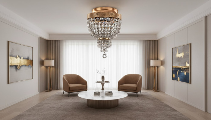Ceiling pendant luxury gold chandelier ceiling lamp crystal style