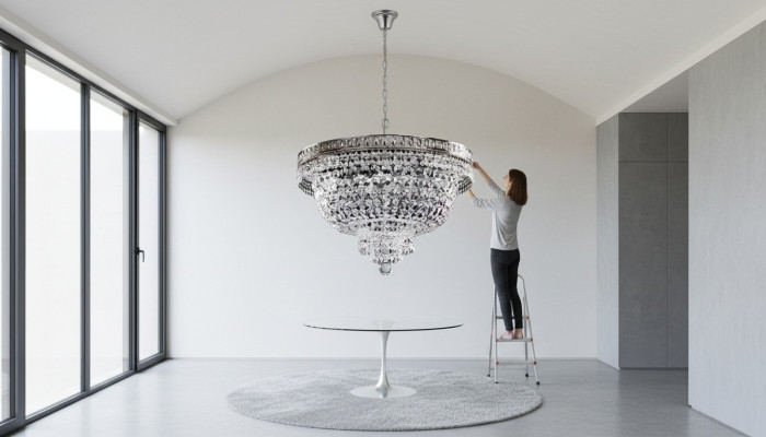 Round Ceiling Lamp Crystal Ceiling Light Luxury Silver Chandelier Pendant Light