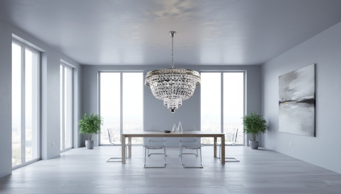 Round Ceiling Lamp Crystal Ceiling Light Luxury Silver Chandelier Pendant Light