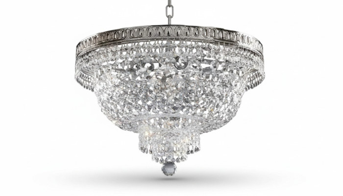 Round Ceiling Lamp Crystal Ceiling Light Luxury Silver Chandelier Pendant Light