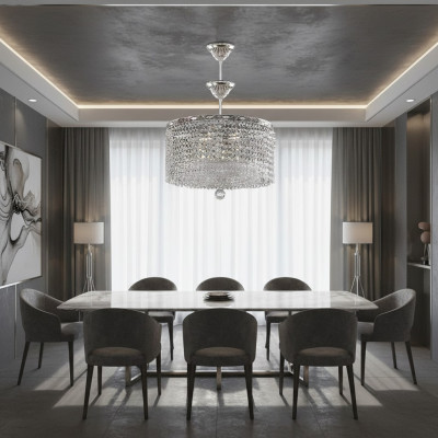Round Ceiling Lamp Crystal Ceiling Light Luxury Silver Chandelier Chandelier
