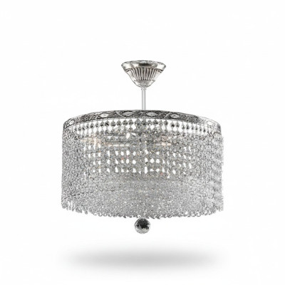 Round Ceiling Lamp Crystal Ceiling Light Luxury Silver Chandelier Chandelier