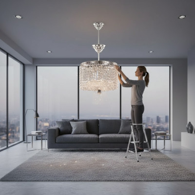 Chandelier Ceiling Light Luxury Gold Ceiling Lamp Crystal Style