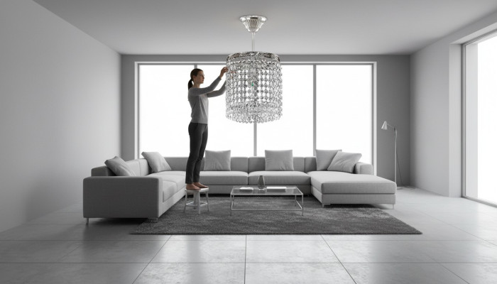 Chandelier Ceiling Lamp Crystal Ceiling Light Luxury Silver Chandelier