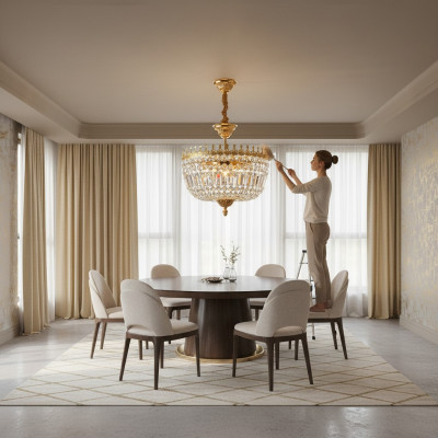 Chandelier Ceiling Light Luxury Gold Ceiling Lamp Crystal Art