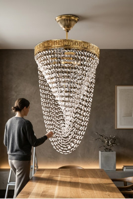 Chandelier Ceiling Light Luxury Gold Ceiling Lamp Crystal Style
