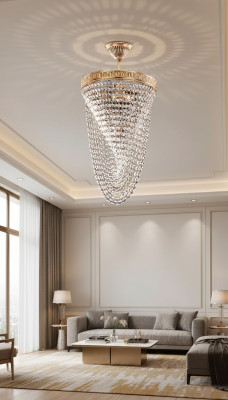 Chandelier Ceiling Light Luxury Gold Ceiling Lamp Crystal Style