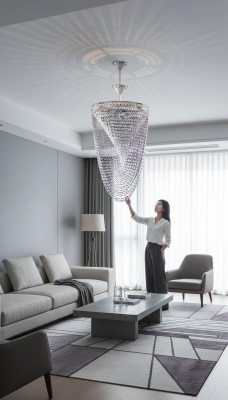 Chandelier Ceiling Light Luxury Silver Ceiling Lamp Crystal Chandelier