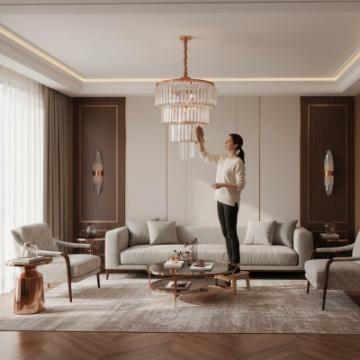 Ceiling lamp chandelier luxury gold crystal chandelier art