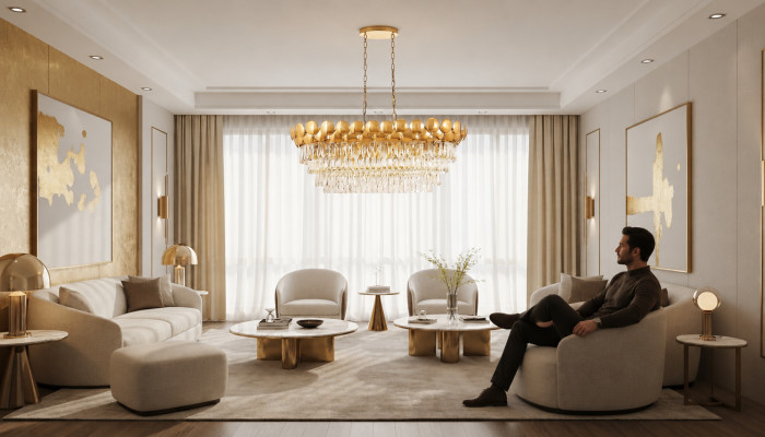 Chandelier Ceiling Light Gold Ceiling Lamp Crystal XXL Style