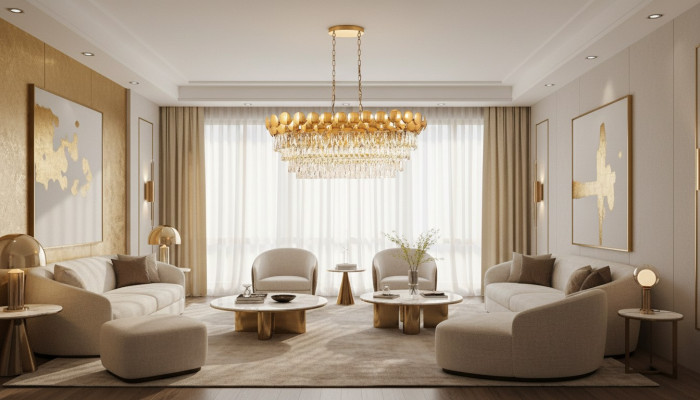 Chandelier Ceiling Light Gold Ceiling Lamp Crystal XXL Style