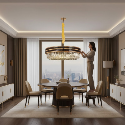 Round light lamp ceiling chandelier gold chandelier ceiling lamp crystal chandelier