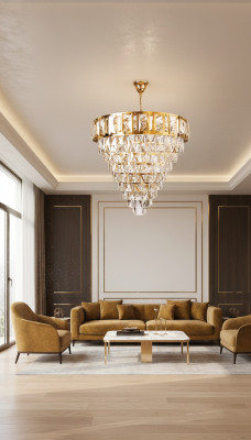 Chandelier Ceiling Light Luxury Gold Ceiling Lamp Crystal Chandelier 80x90cm