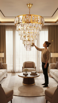 Ceiling chandelier luxury gold ceiling lamp crystal light
