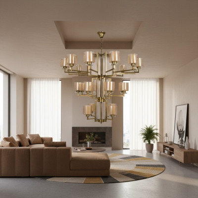 Ceiling fixture chandelier luxury gold ceiling lamp glass modern
