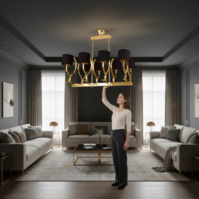 Chandelier Ceiling Light XXL Lamp Gold Ceiling Lamp Metal Chandelier