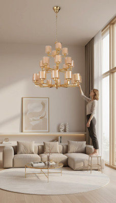 Chandelier Ceiling Light Modern Gold Ceiling Lamp Crystal Glass XXL