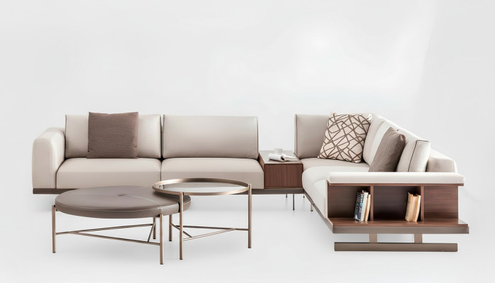 Beige fabric sofa corner sofa L-shaped sofas fabric luxury furniture living room.