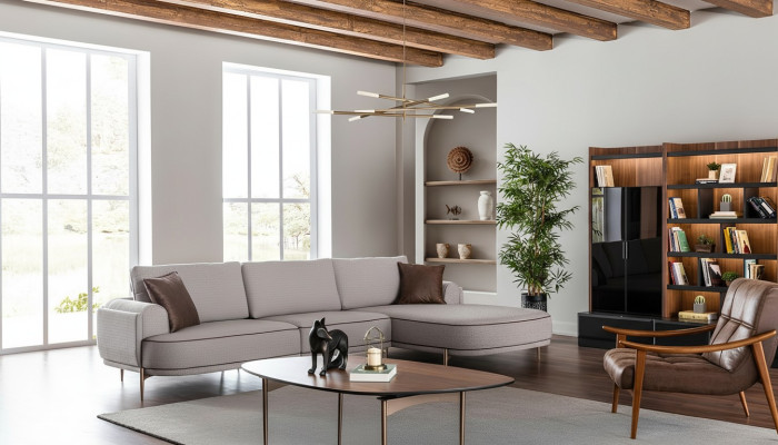 Fabric sofa corner sofa L-shaped sofa fabric sofas gray modern living room furniture