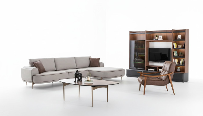 Fabric sofa corner sofa L-shaped sofa fabric sofas gray modern living room furniture