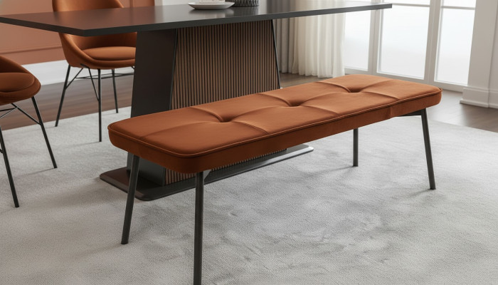 Seating furniture bench upholstered bench wooden bench padded fabric modern orange new