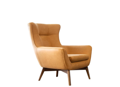 Armchair Wingback Armchair Cocktail Chair Modern Design Faux Leather Yellow