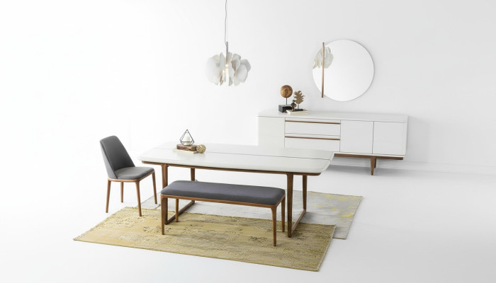 Dining group dining nook dining room dining table chairs table set 8 pieces wood white