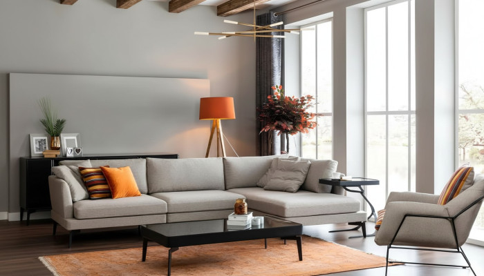 Fabric sofa corner sofa L-shape sofa sofas gray fabric living room modern corner