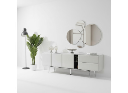 Sideboard with mirror dresser white console table modern wood set