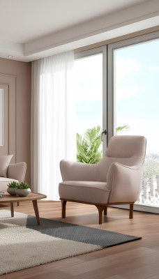 Modern armchair cocktail chair wing chair designer furniture beige wooden furniture