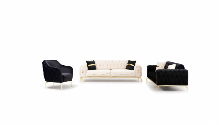 Stylish Chesterfield Sofa Set Stainless Steel Furniture Sofas Armchair Couch Set