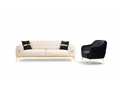 Chesterfield stainless steel furniture luxury sofa set three-seater seating group