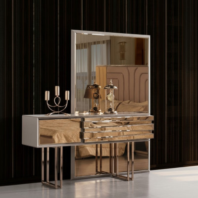 Dressing table console table dressing table dressing chest wood beige gold