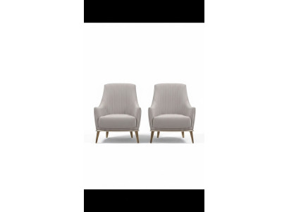 Armchair Group Wing Chair Modern Fabric Seat Polyester 2-Piece Set Gray