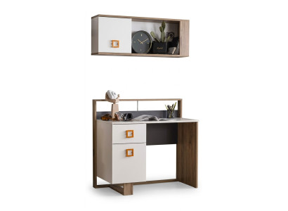 Children's Room Desk Set 2-Piece Shelf Computer Wood White